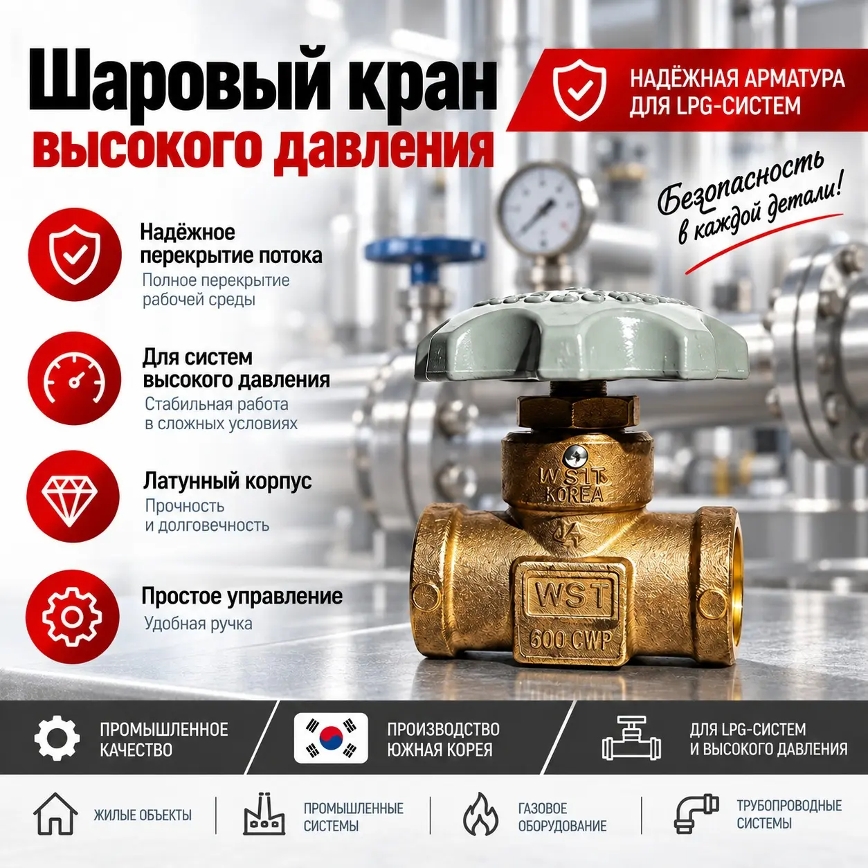 Шаровой кран высокого давления